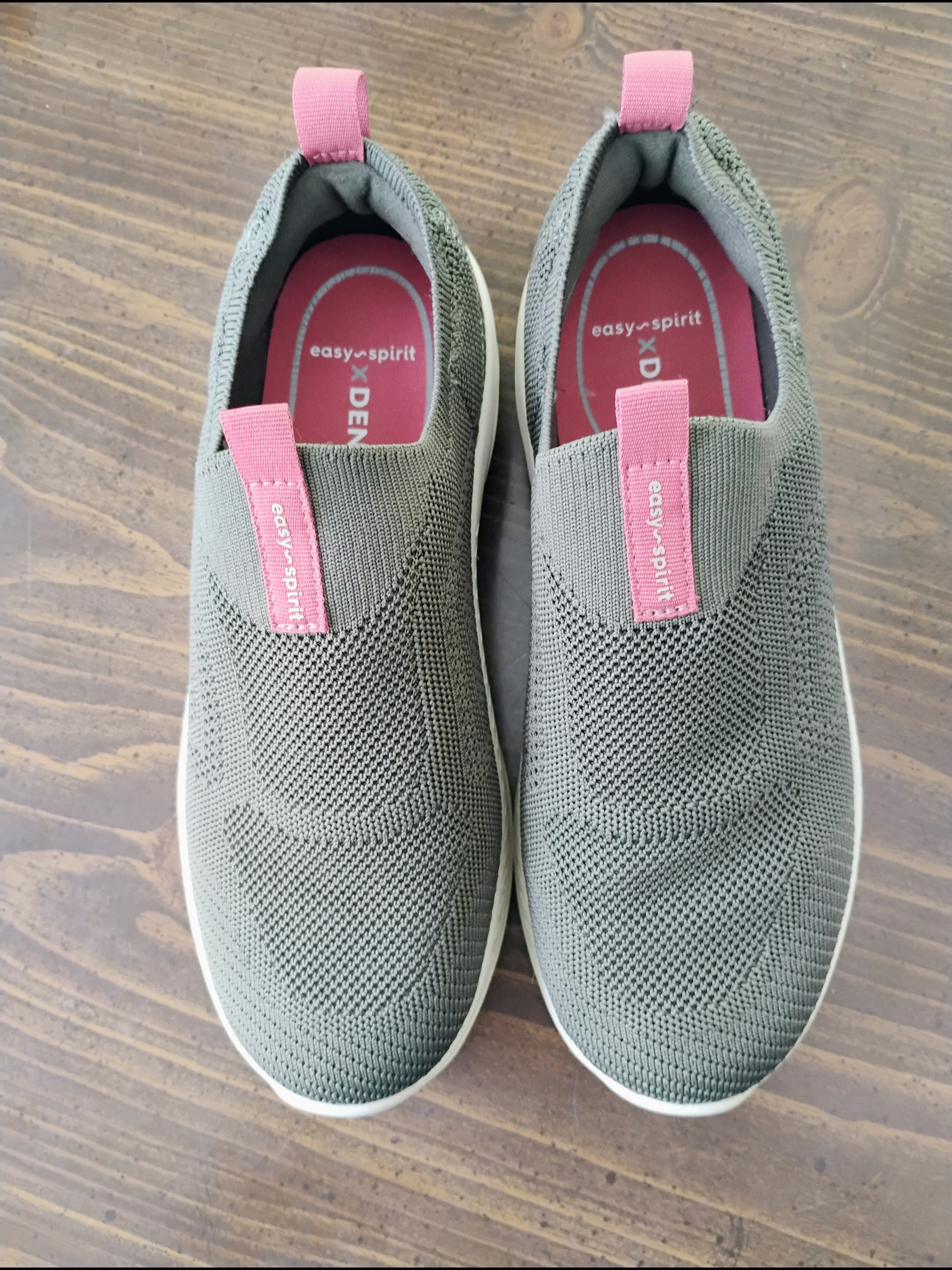 Easy Spirit By Denise Austin Parvin Slip-On Knit Sneakers In Olive 8w